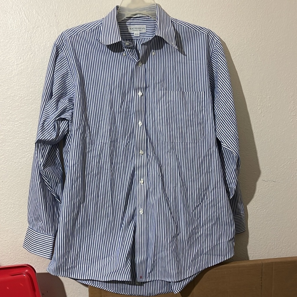 Hathaway blue and white striped shirt